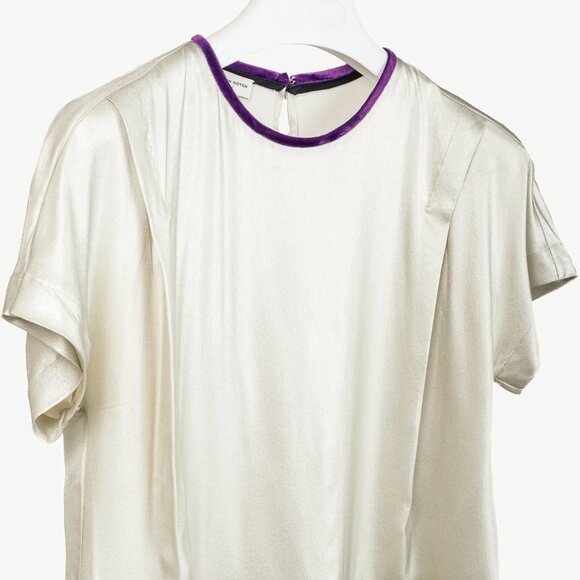 Dries Van Noten Champagne Silk Gathered-Hem Blouse - Picture 3 of 9